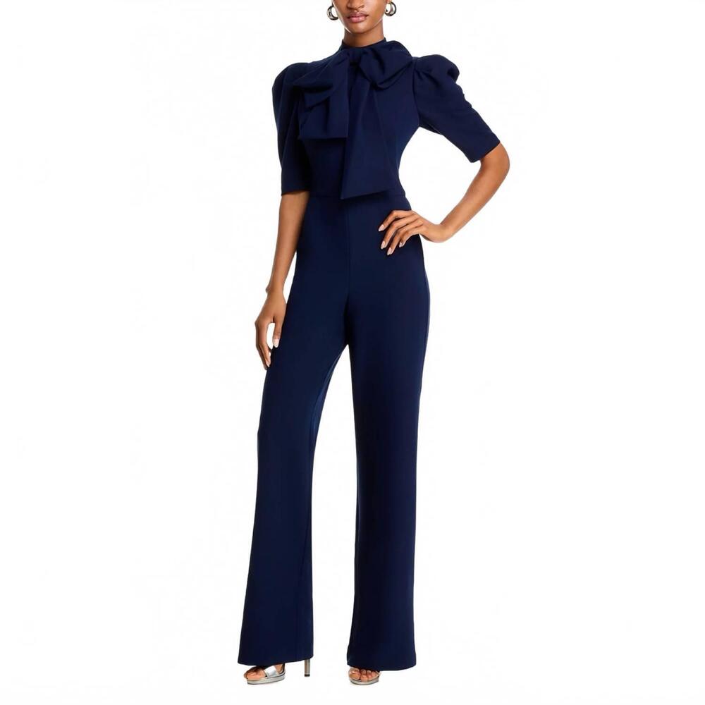 NEW BLACK HALO ara bow straight leg jumpsuit in navy